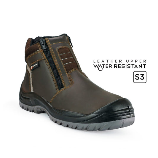 Black Hammer Men Mid Cut with Double Zip Waterproof Safety Shoe BH2993-791