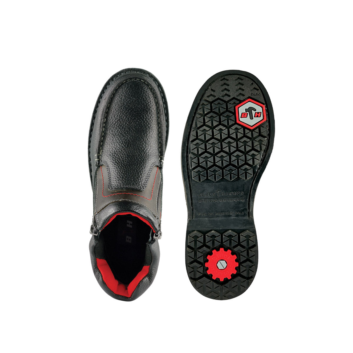 Black Hammer Men Mid Cut with Double Zip Safety Shoe BHS26611