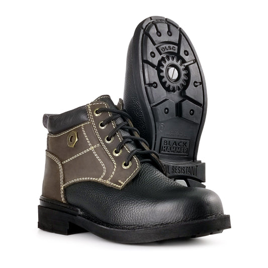 Black Hammer Men 4000 Series Mid Cut Safety Shoes BH 4893 - BLACK SAFE OUTLET