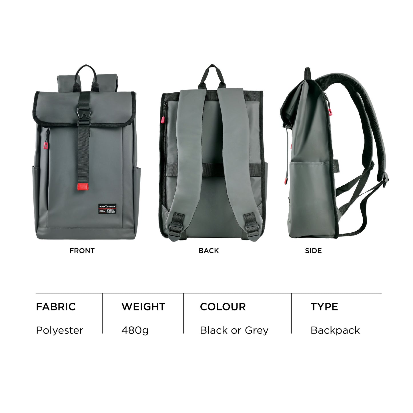 Black Hammer Water Resistant Backpack RG6063