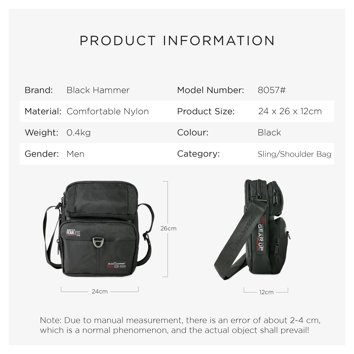 Black Hammer Men Sling Bag 8057