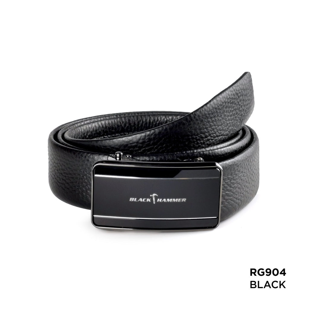 Black Hammer Men Genuine Full Leather Automatic Buckle Belt RG9xx