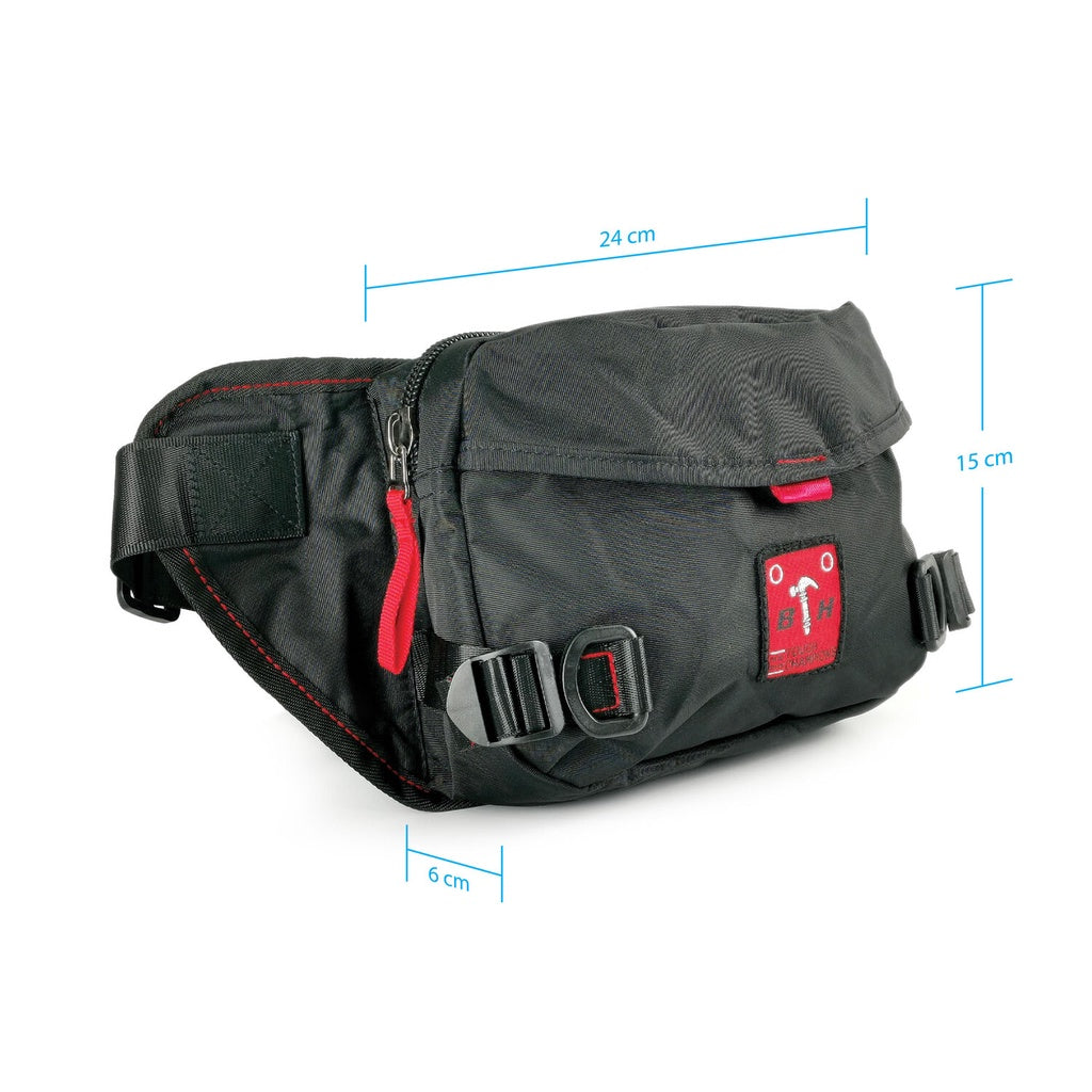 Black Hammer Men Waist Bag RG013 - BLACK SAFE OUTLET