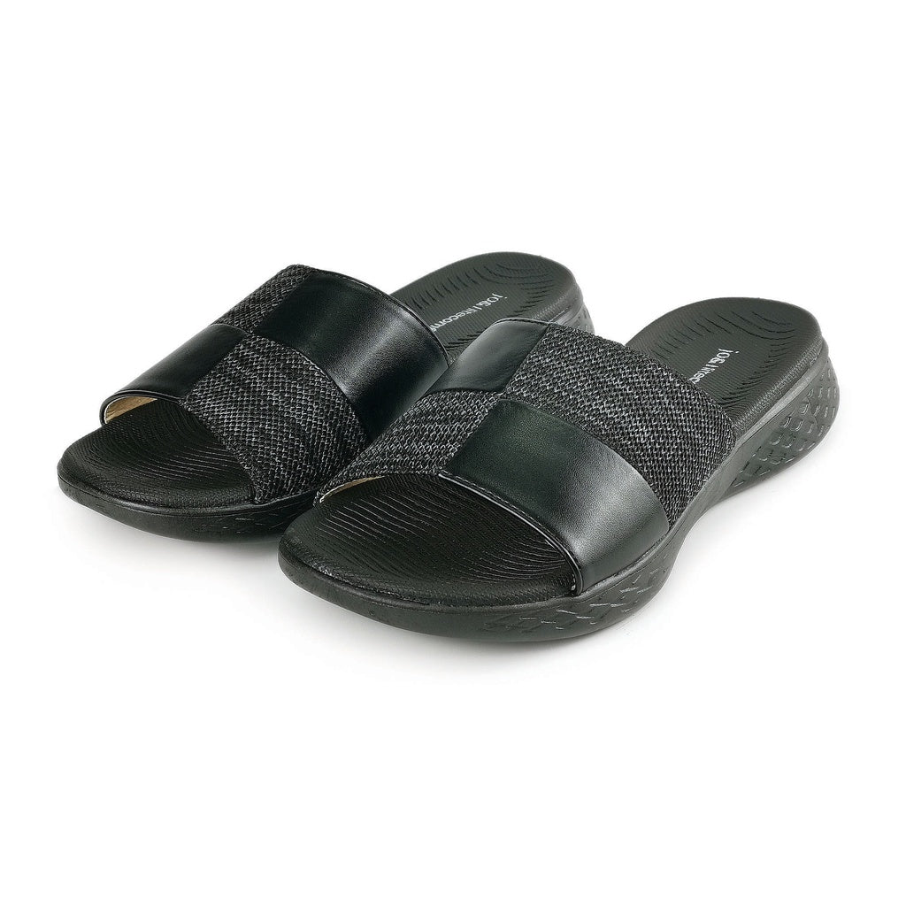 Jo& Women Comfort Slip On Sandals J1803/152-WK - BLACK SAFE OUTLET
