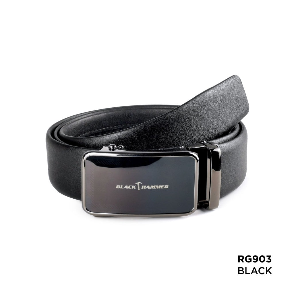 Black Hammer Men Genuine Full Leather Automatic Buckle Belt RG9xx