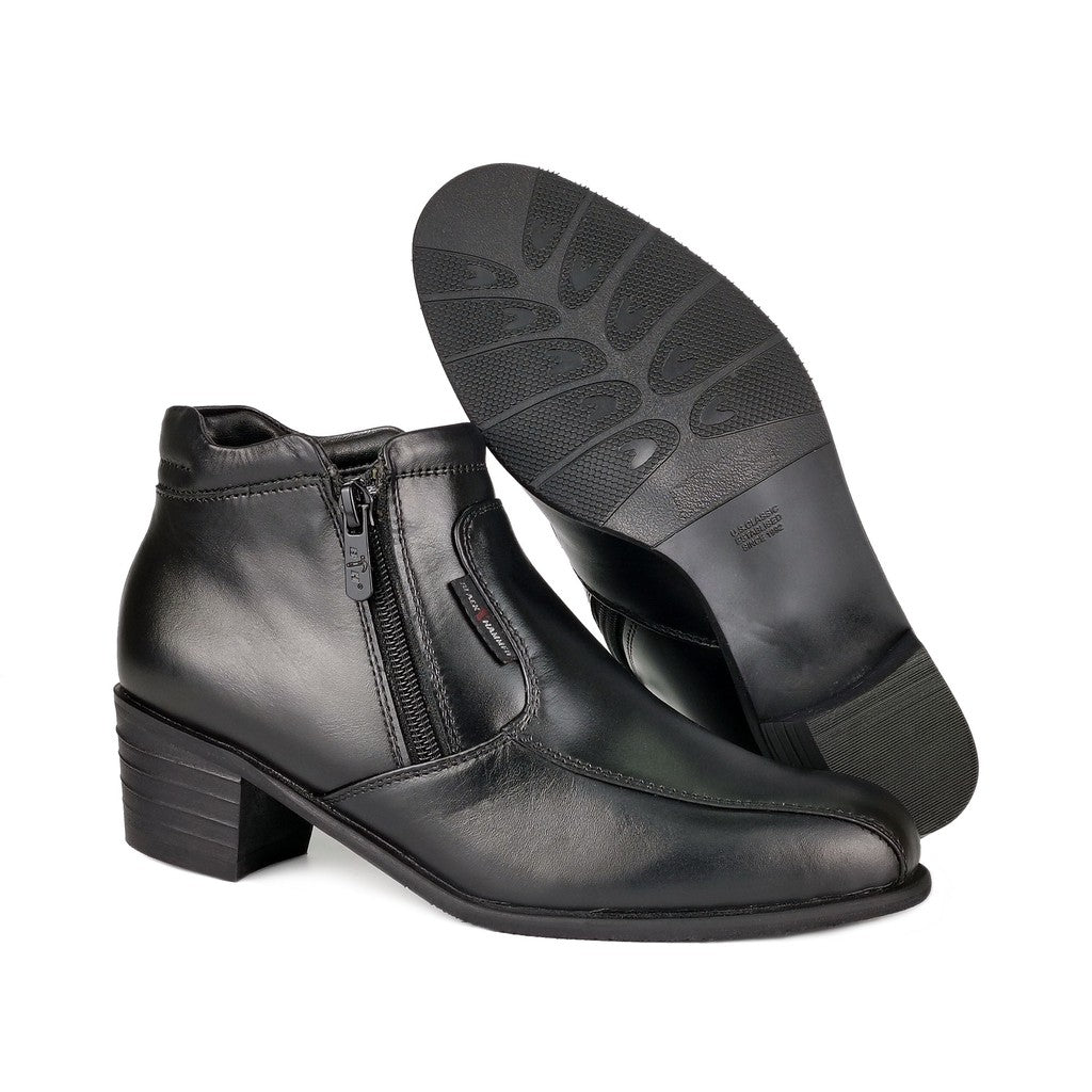 Black Hammer Women Formal Mid Cut with Double Zip Shoes BH3852-TY - BLACK SAFE OUTLET