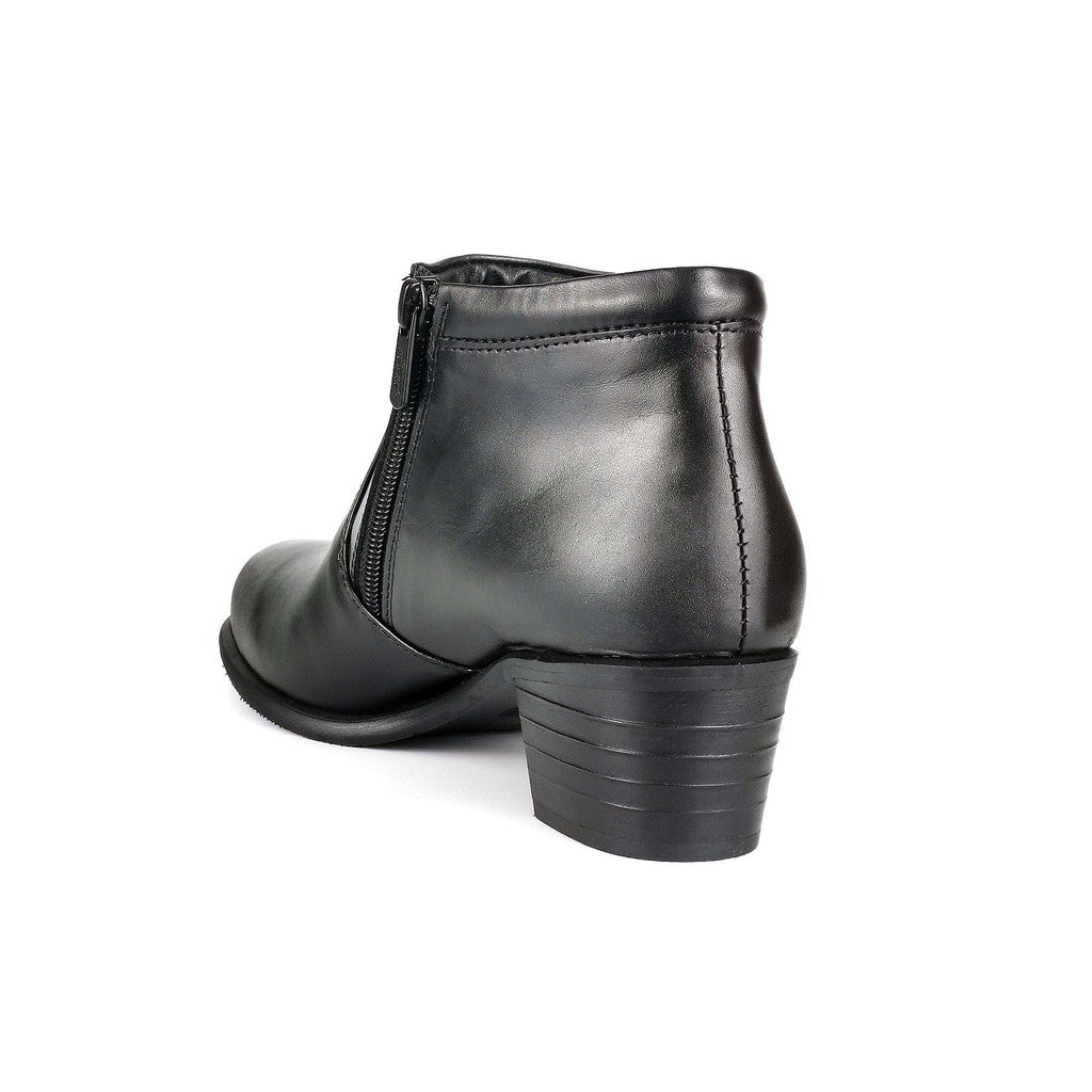 Black Hammer Women Formal Mid Cut with Double Zip Shoes BH3853-TY - BLACK SAFE OUTLET