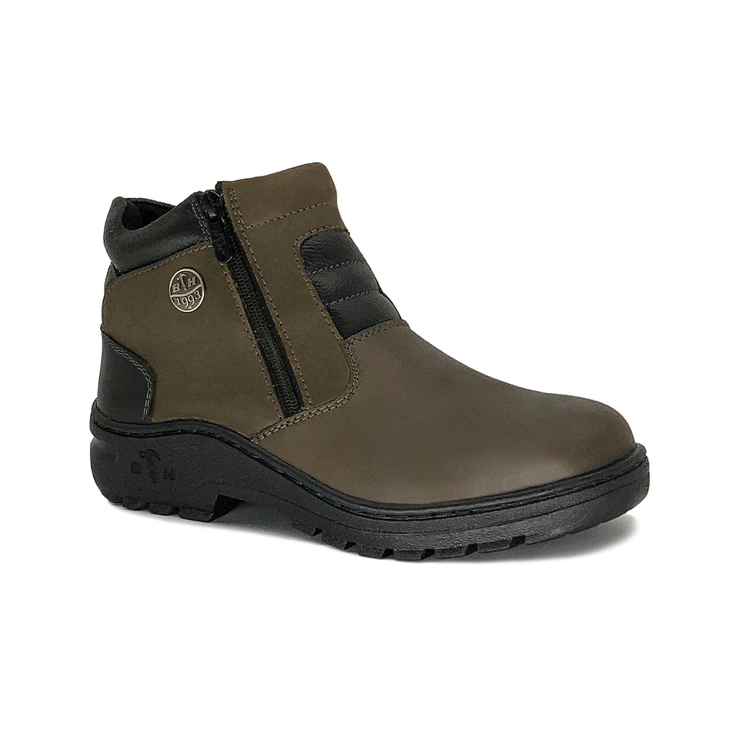 Black Hammer Mid Cut Double Zip Safety Shoes Genuine Leather Oil Resitant Nail proof work boots