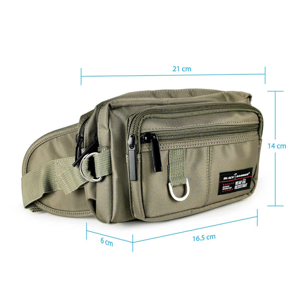 Black Hammer Water Resistant Waist Bag H2029 - BLACK SAFE OUTLET