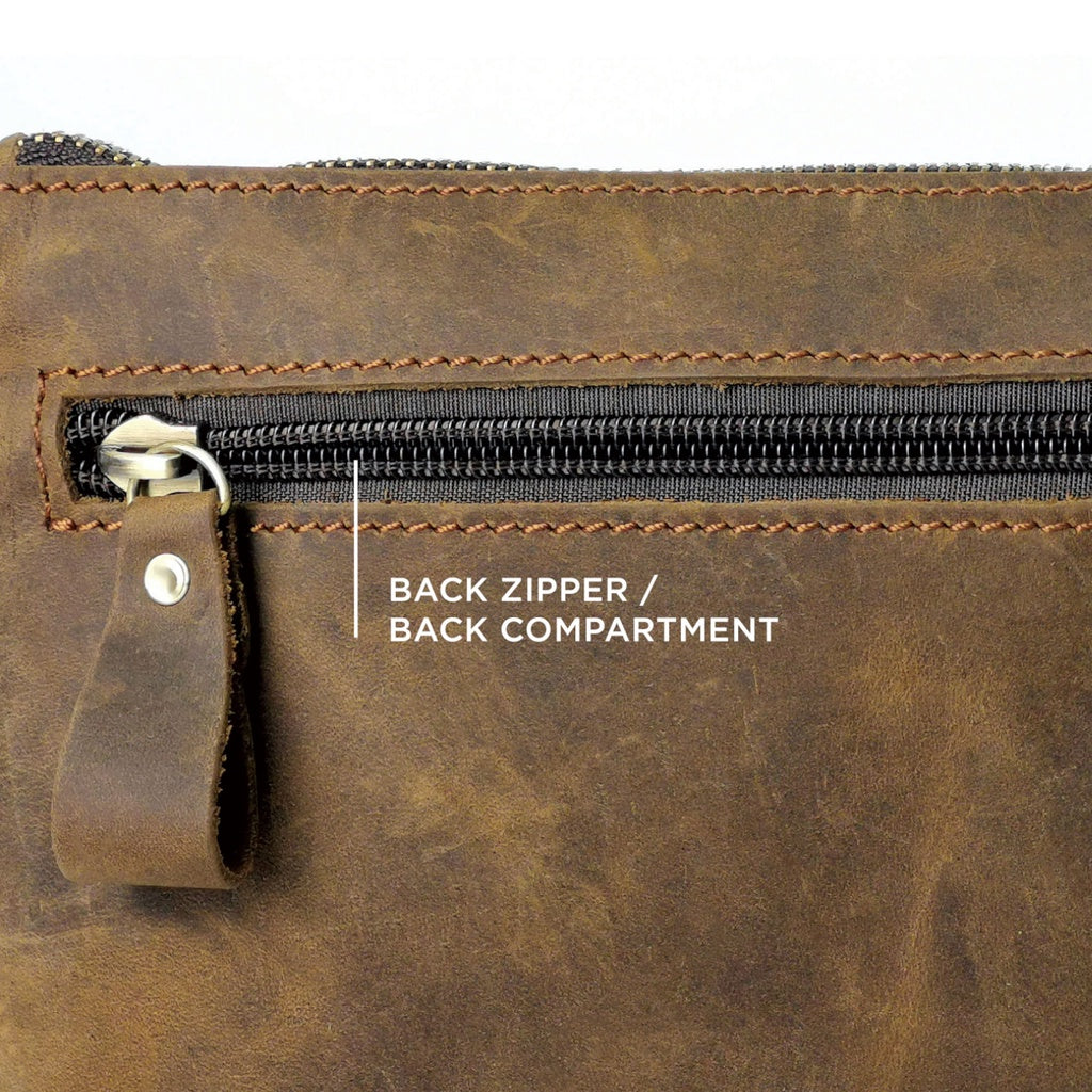 Men Genuine Leather Waist Bag H200404 - BLACK SAFE OUTLET