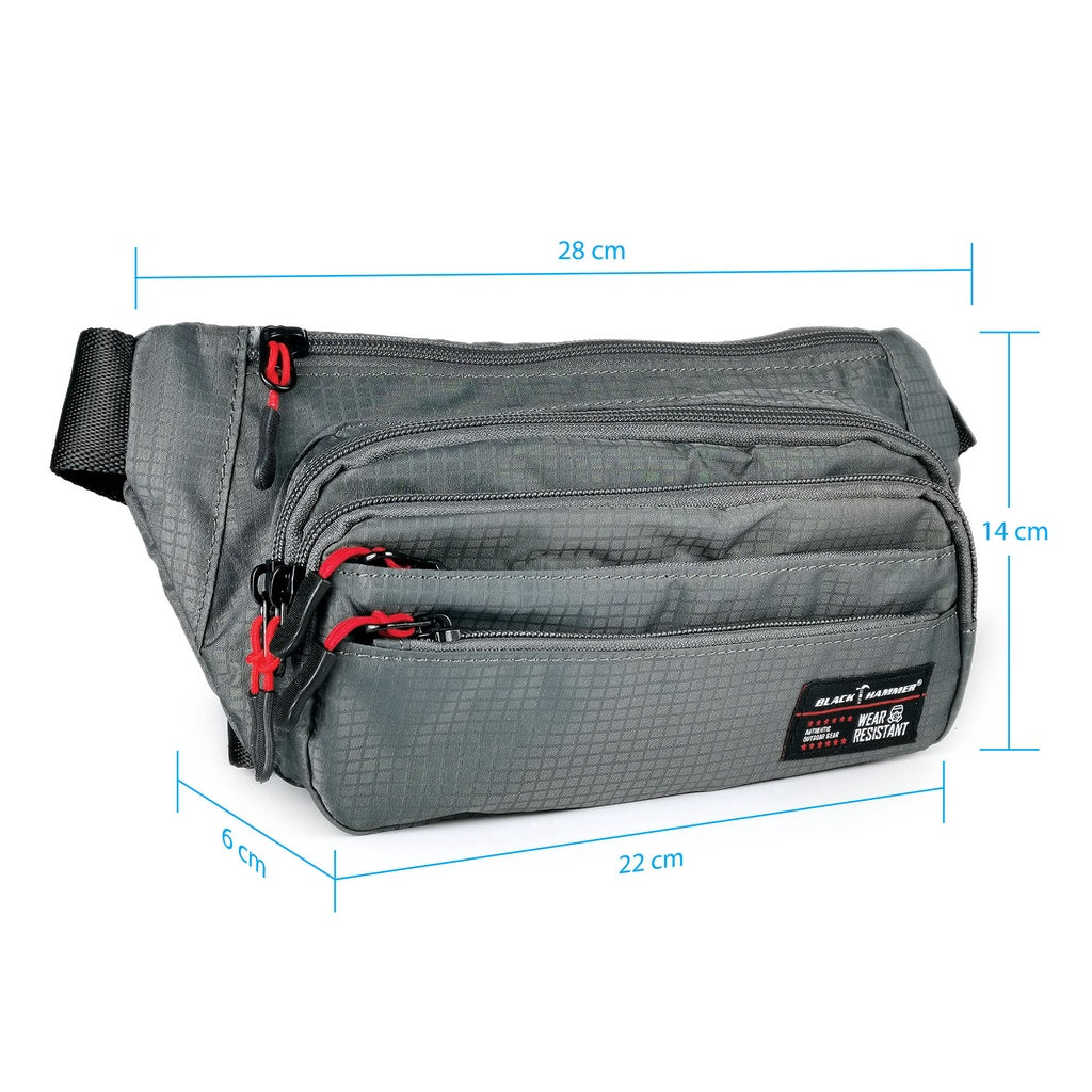 Black Hammer Water Resistant Waist Bag H7031 - BLACK SAFE OUTLET