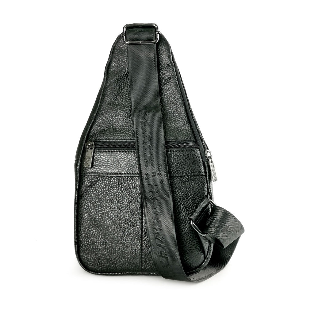 Black Hammer Men Genuine Leather Chest Bag RG8022 - BLACK SAFE OUTLET