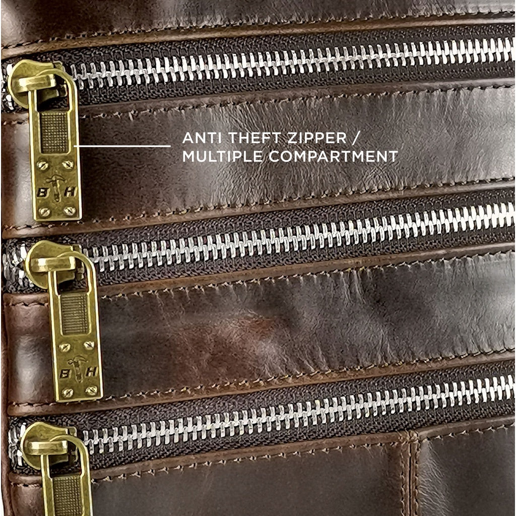 Black Hammer Men Genuine Leather Sling Bag RG301 - BLACK SAFE OUTLET