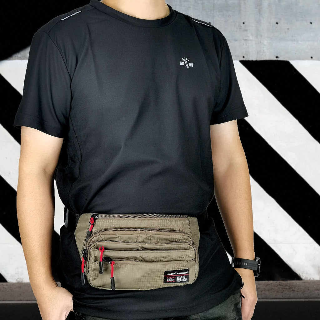 Black Hammer Water Resistant Waist Bag H7031 - BLACK SAFE OUTLET