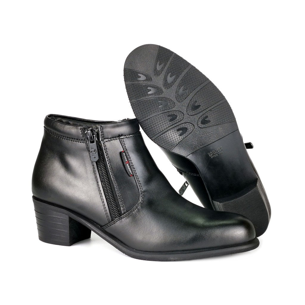 Black Hammer Women Formal Mid Cut with Double Zip Shoes BH3853-TY - BLACK SAFE OUTLET