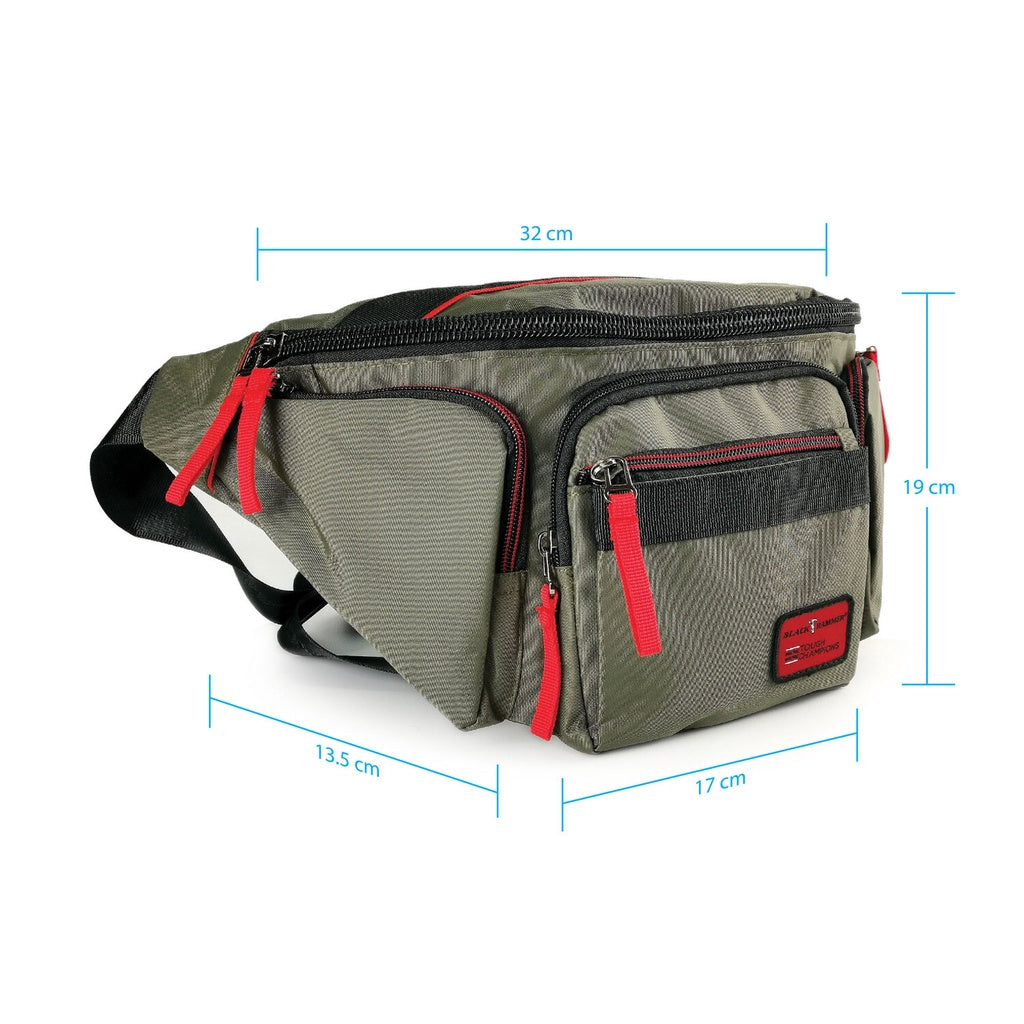Black Hammer Men Waist Bag RG010 - BLACK SAFE OUTLET