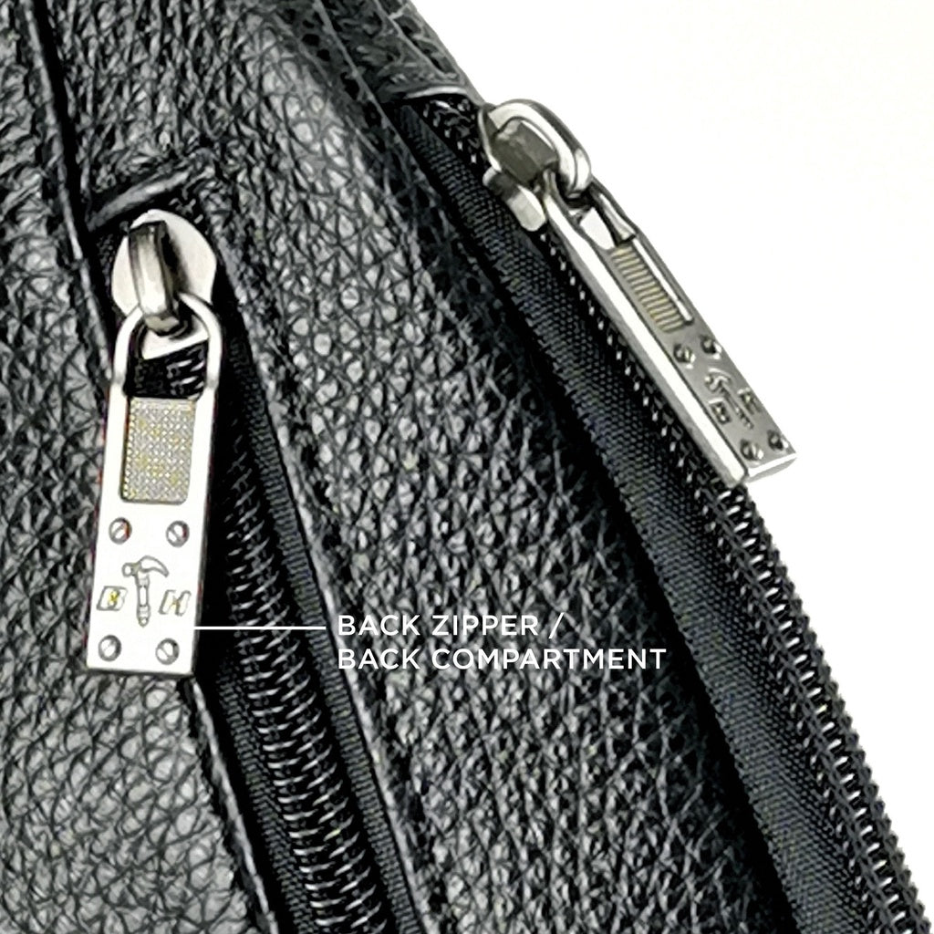 Black Hammer Men Genuine Leather Chest Bag RG8028 - BLACK SAFE OUTLET