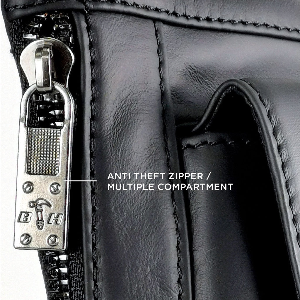 Black Hammer Men Genuine Leather Chest Bag RG712 - BLACK SAFE OUTLET