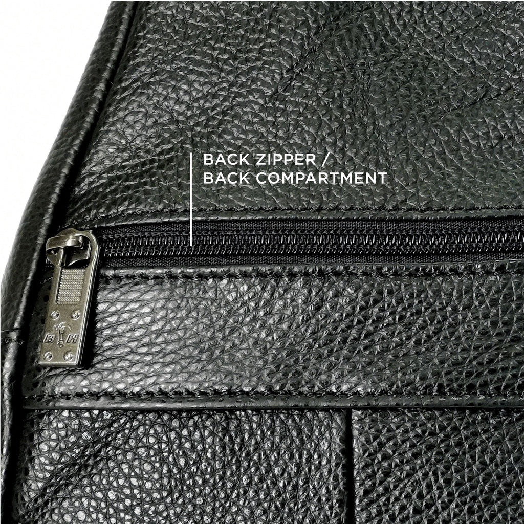 Black Hammer Men Genuine Leather Chest Bag RG8022 - BLACK SAFE OUTLET