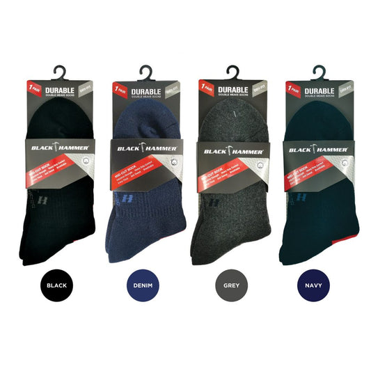 ST00215 Full Terry 1/2 Length Socks - BLACK SAFE OUTLET