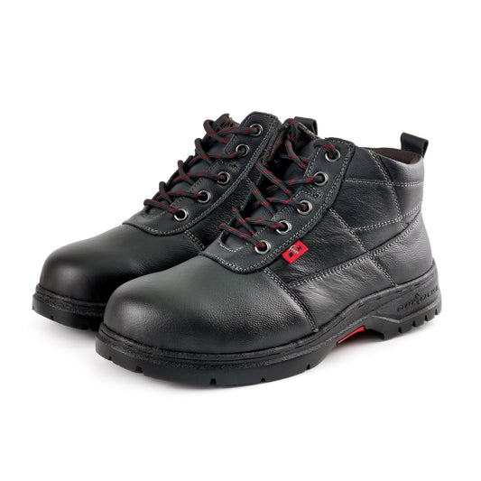 Black Hammer Mid Cut Lace Up Ladies Safety Shoes BH 3888 - BLACK SAFE OUTLET