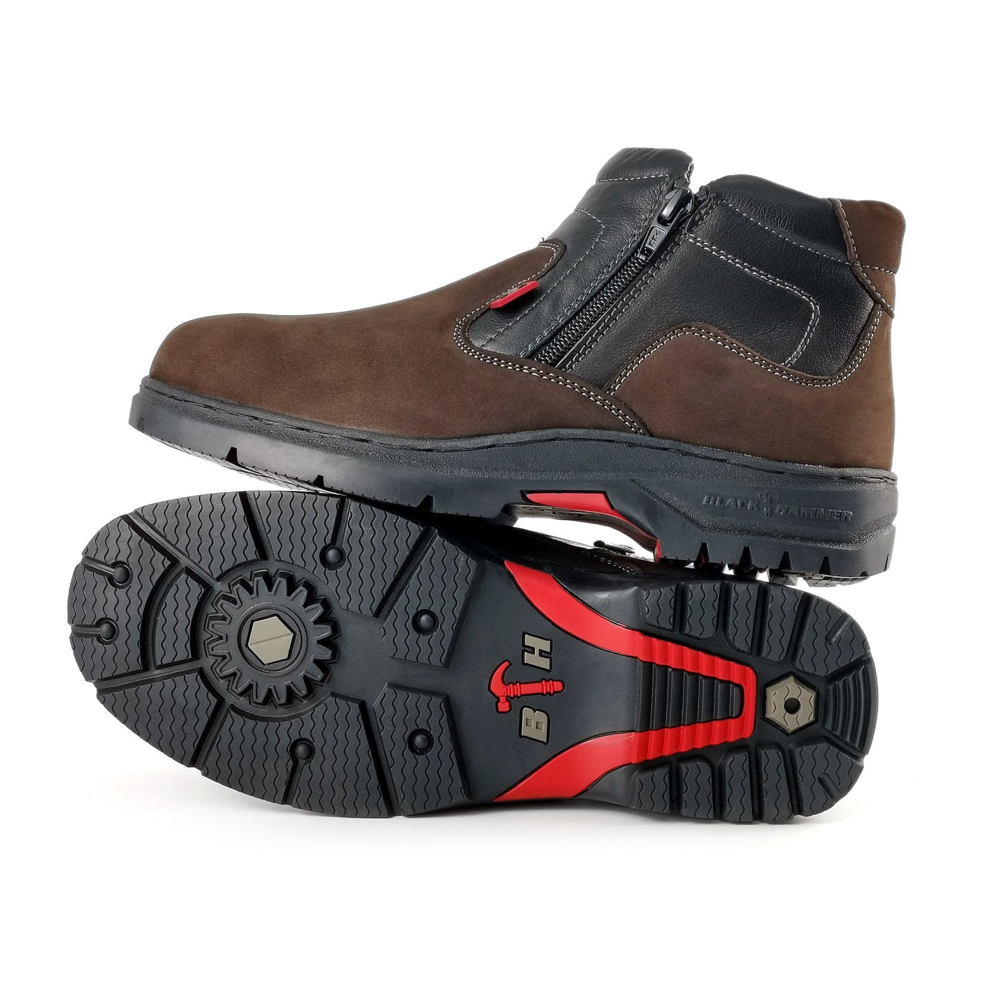 Black Hammer Mid Cut Double Zip Ladies Safety Shoes BH 3889 - BLACK SAFE OUTLET