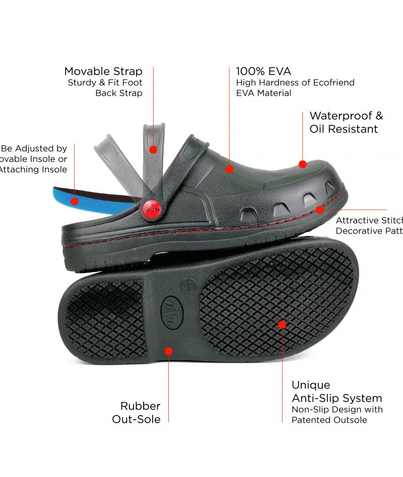 Black Hammer BHC-S101 Safety Clogs Slip Ons - BLACK SAFE OUTLET