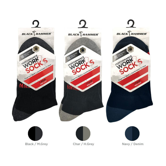 ST00211 Half Terry Heavy Duty Socks - BLACK SAFE OUTLET