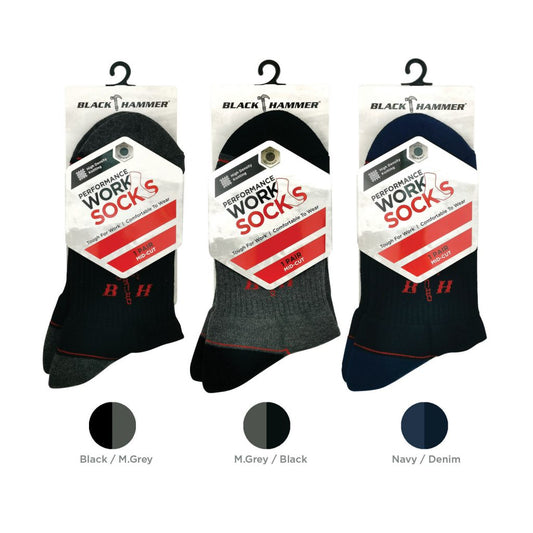 ST00212 Half Terry Heavy Duty Socks - BLACK SAFE OUTLET