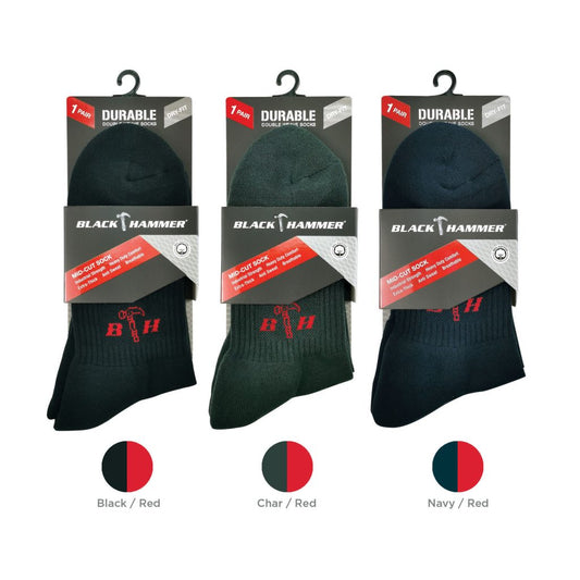 ST00213 Half Terry Antibacterial Socks - BLACK SAFE OUTLET