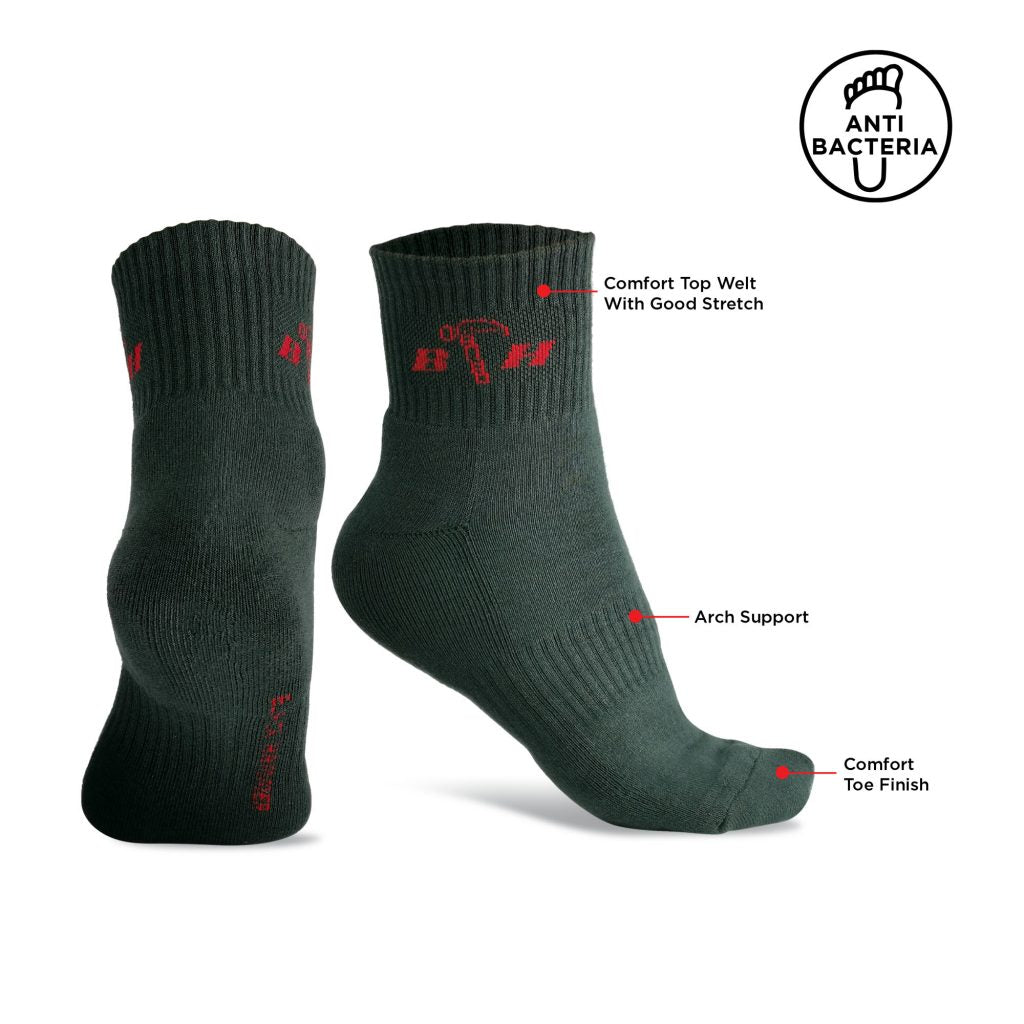 ST00213 Half Terry Antibacterial Socks - BLACK SAFE OUTLET