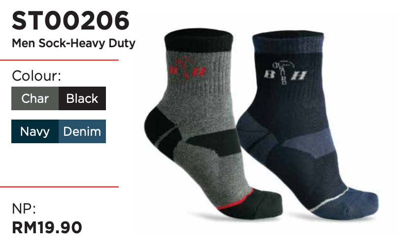 Black Hammer Heavy Duty Men Socks ST00206 - BLACK SAFE OUTLET