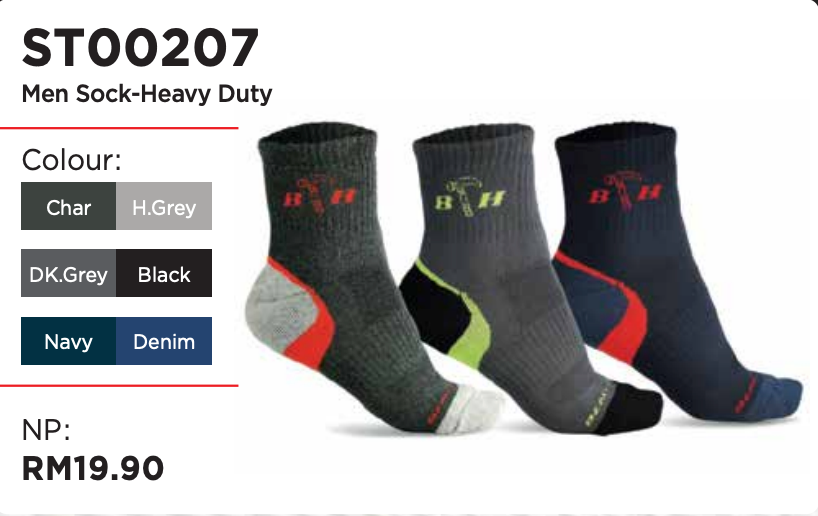 Black Hammer Heavy Duty Men Socks ST00207 - BLACK SAFE OUTLET