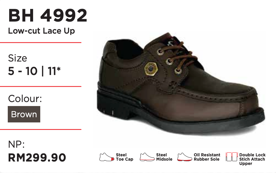 Black Hammer Men 4000 Series Low Cut Safety Shoes BH 4992 - BLACK SAFE OUTLET