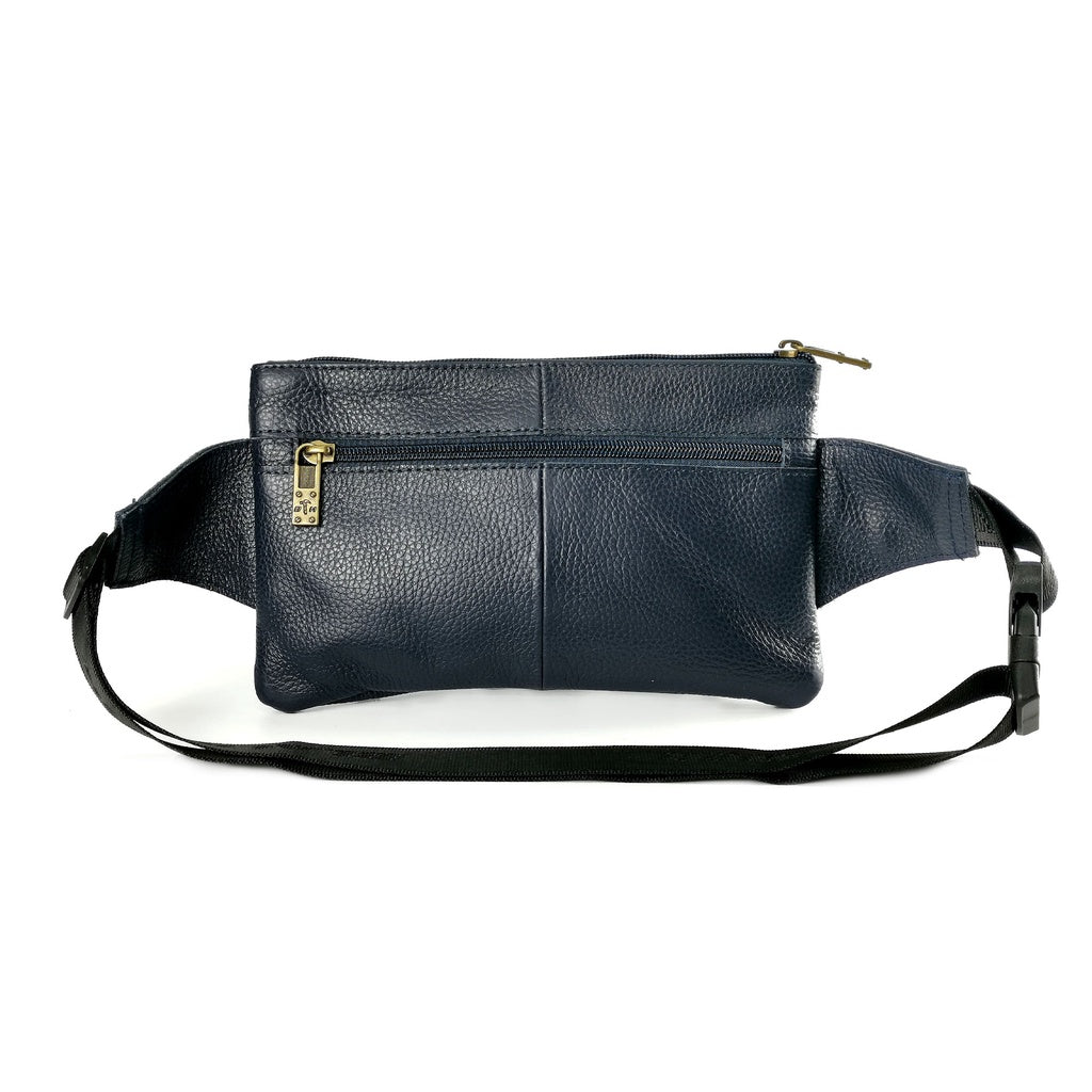 Black Hammer Men Genuine Leather Waist Bag RG9806 - BLACK SAFE OUTLET