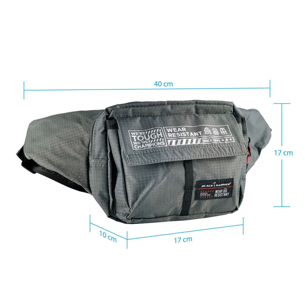 Black Hammer Water Resistant Waist Bag H562 - BLACK SAFE OUTLET