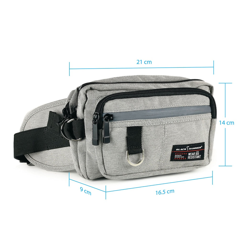 Black Hammer Water Resistant Waist Bag H2062 - BLACK SAFE OUTLET