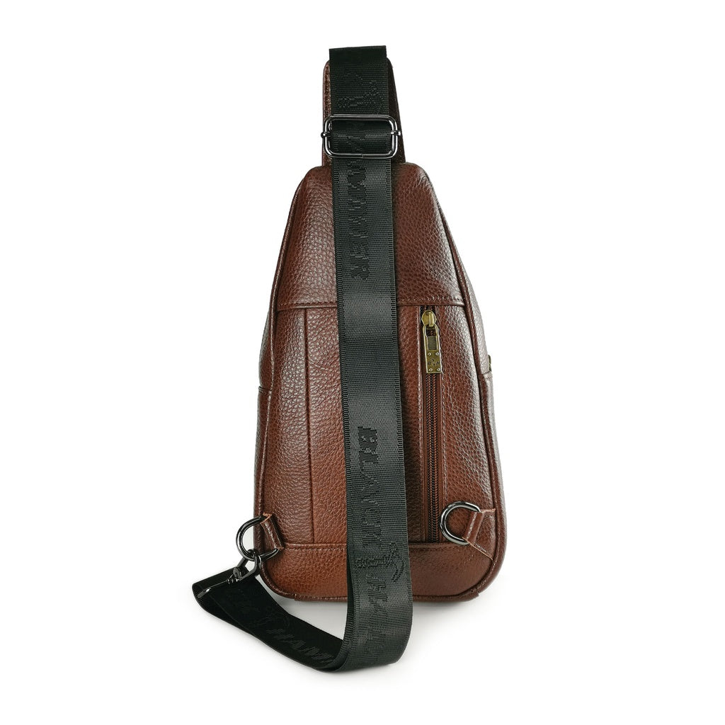 Black Hammer Men Genuine Leather Chest Bag RG8011 - BLACK SAFE OUTLET