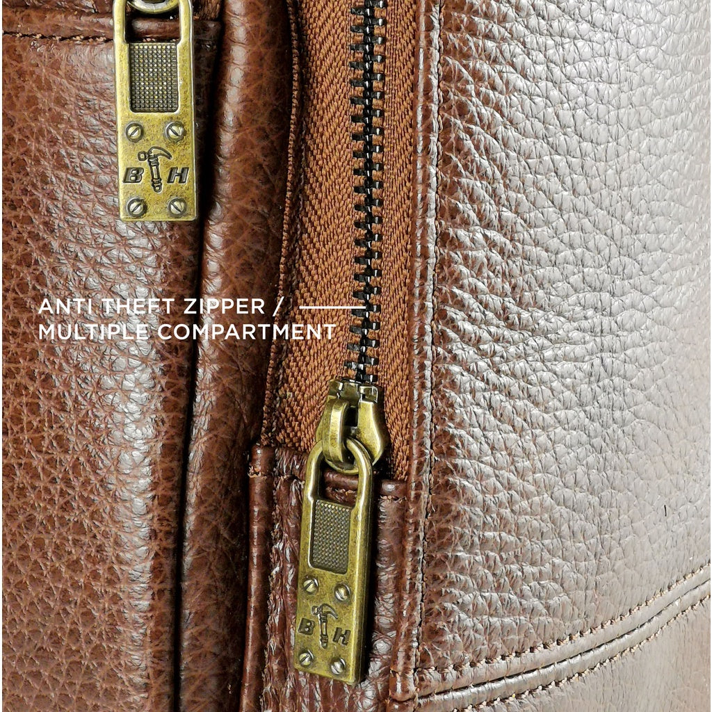 Black Hammer Men Genuine Leather Chest Bag RG8011 - BLACK SAFE OUTLET