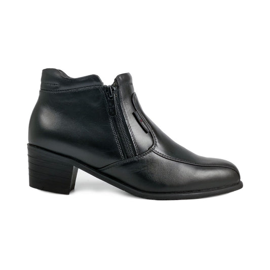 Black Hammer Women Formal Mid Cut with Double Zip Shoes BH3852-TY - BLACK SAFE OUTLET