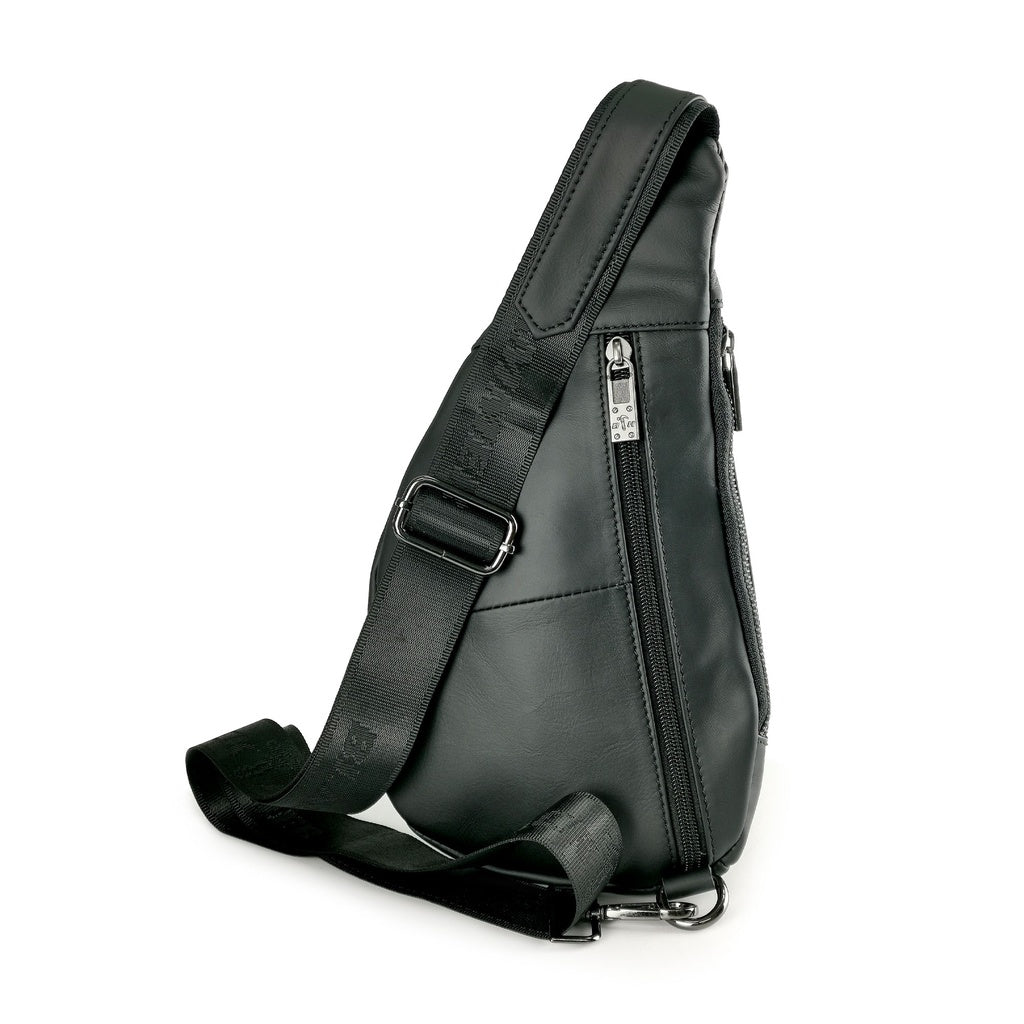 Black Hammer Men Genuine Leather Chest Bag RG712 - BLACK SAFE OUTLET