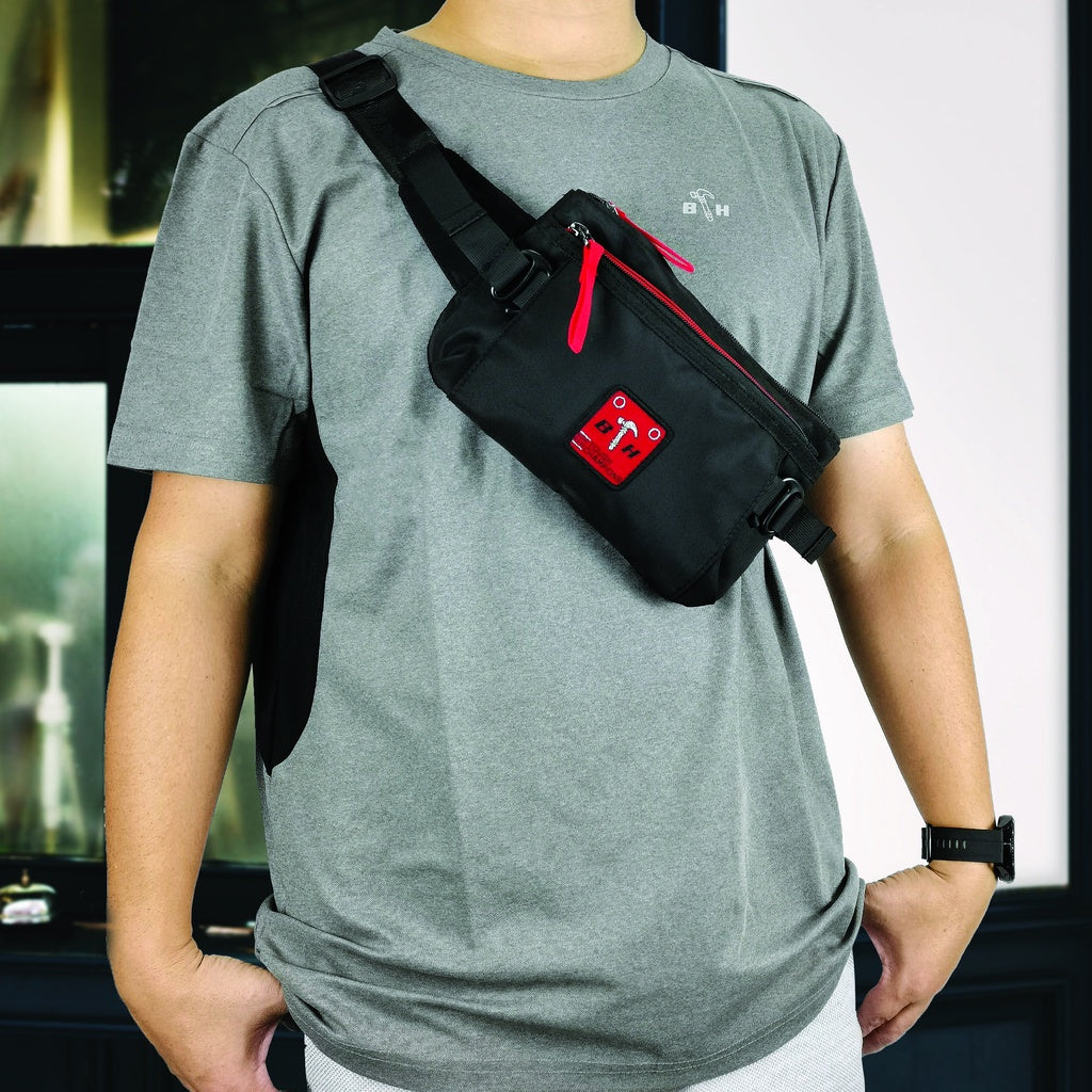 Black Hammer Men Waist Bag RG012 - BLACK SAFE OUTLET