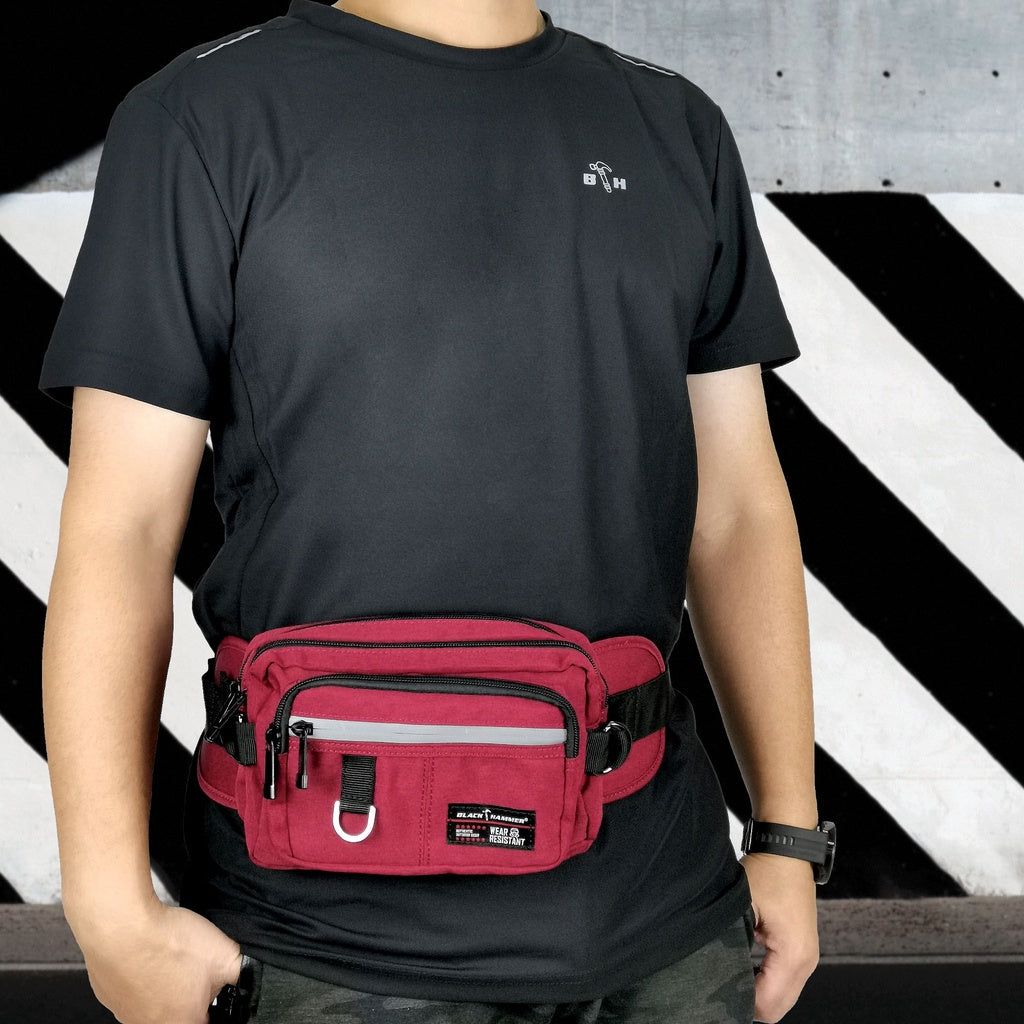 Black Hammer Water Resistant Waist Bag H2062 - BLACK SAFE OUTLET