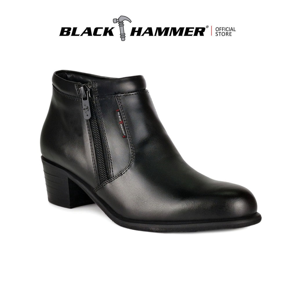 Black Hammer Women Formal Mid Cut with Double Zip Shoes BH3853-TY - BLACK SAFE OUTLET
