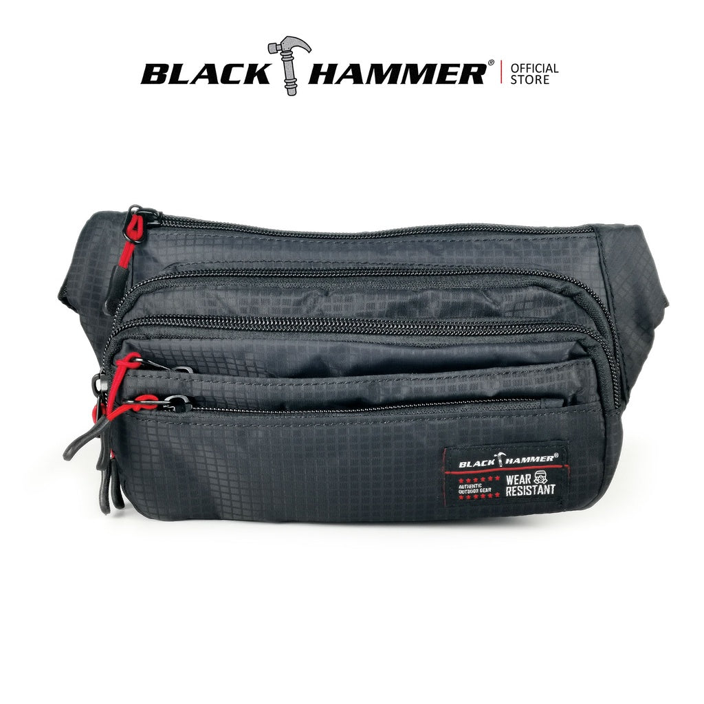 Black Hammer Water Resistant Waist Bag H7031 - BLACK SAFE OUTLET
