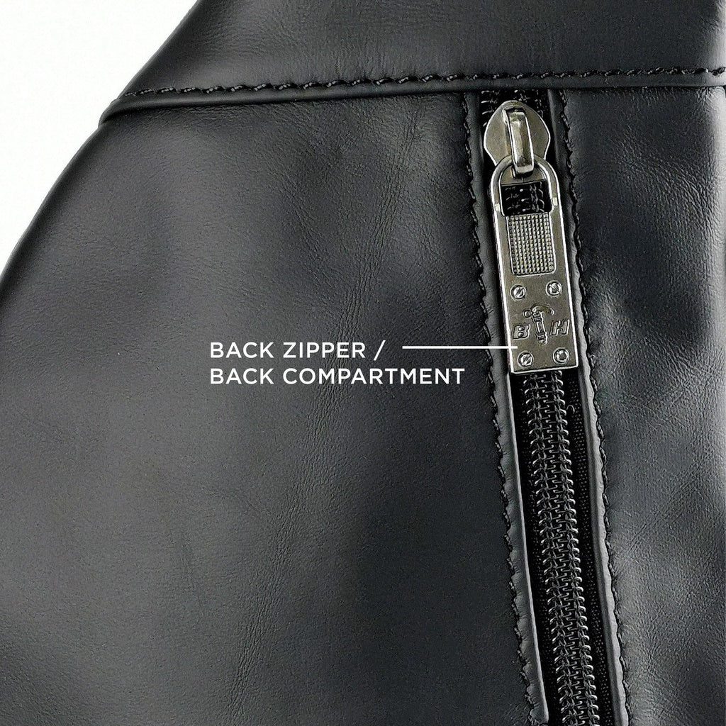 Black Hammer Men Genuine Leather Chest Bag RG712 - BLACK SAFE OUTLET
