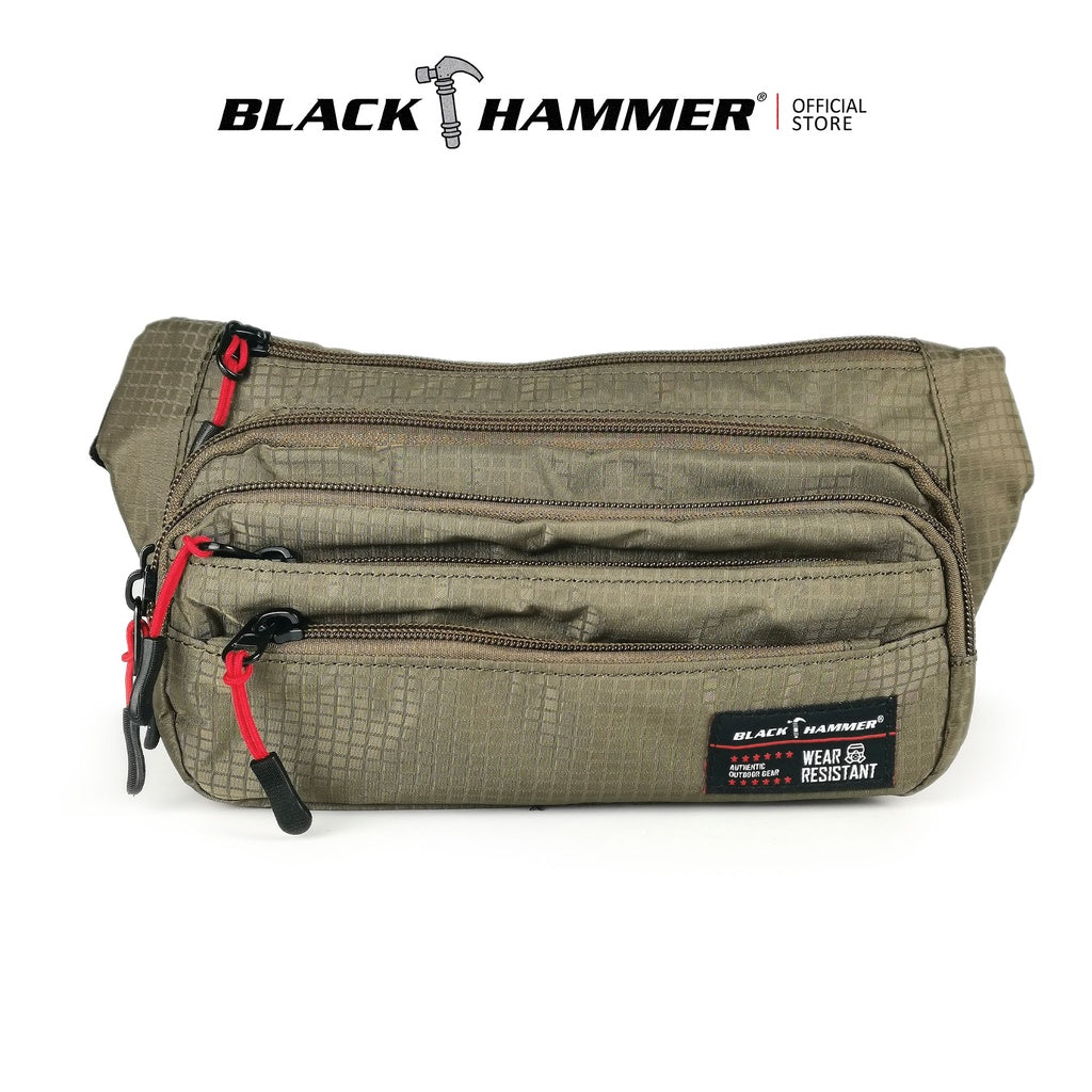 Black Hammer Water Resistant Waist Bag H7031 - BLACK SAFE OUTLET
