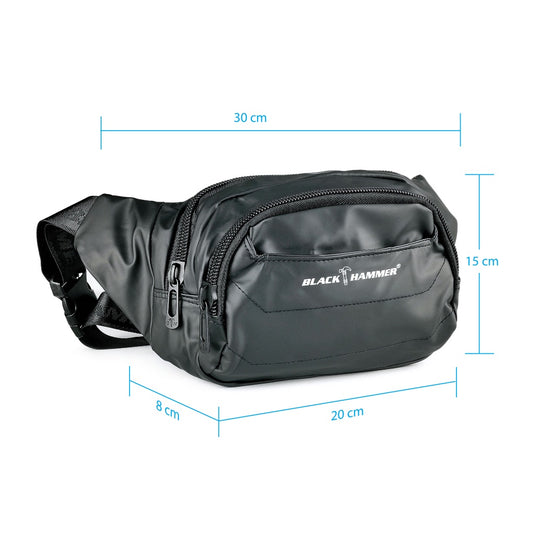 Black Hammer Water Resistant Waist Bag RG004 - BLACK SAFE OUTLET