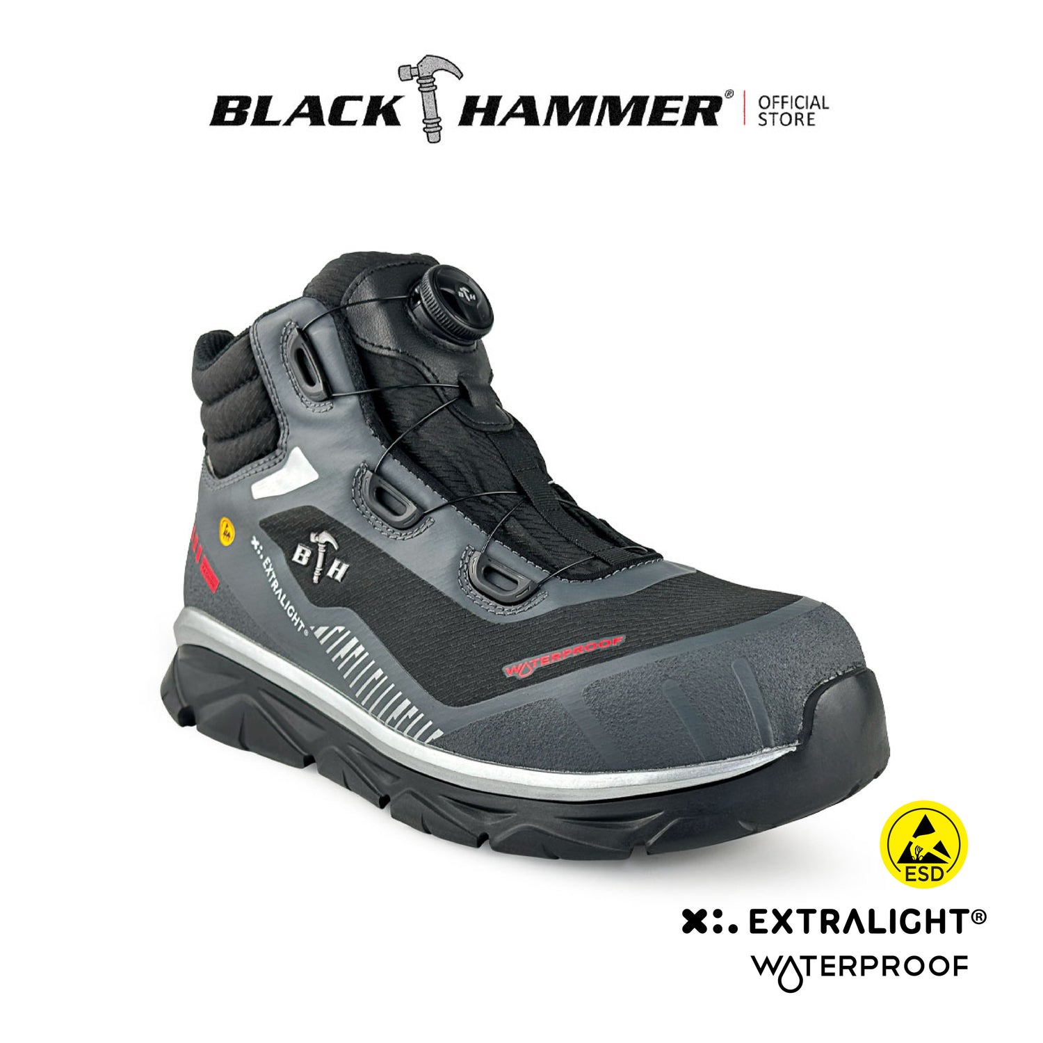 BLACK HAMMER Pro Series Waterproof Extralight Safety Shoe - BLACK SAFE OUTLET
