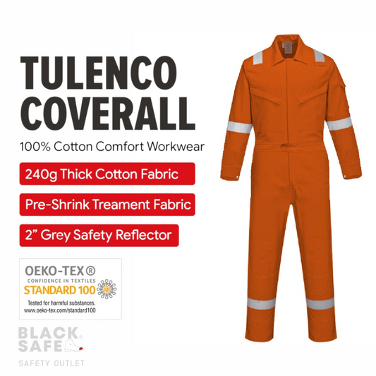 Tulen Cotton Coverall Workshop Workwear Coverall - BLACK SAFE OUTLET